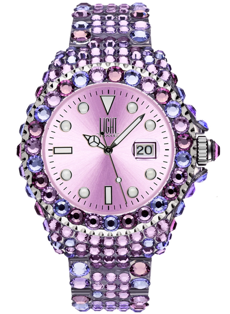 Women's Watch LIGHT TIME Mod. MEDITERRANEO - Full Strass / Pink