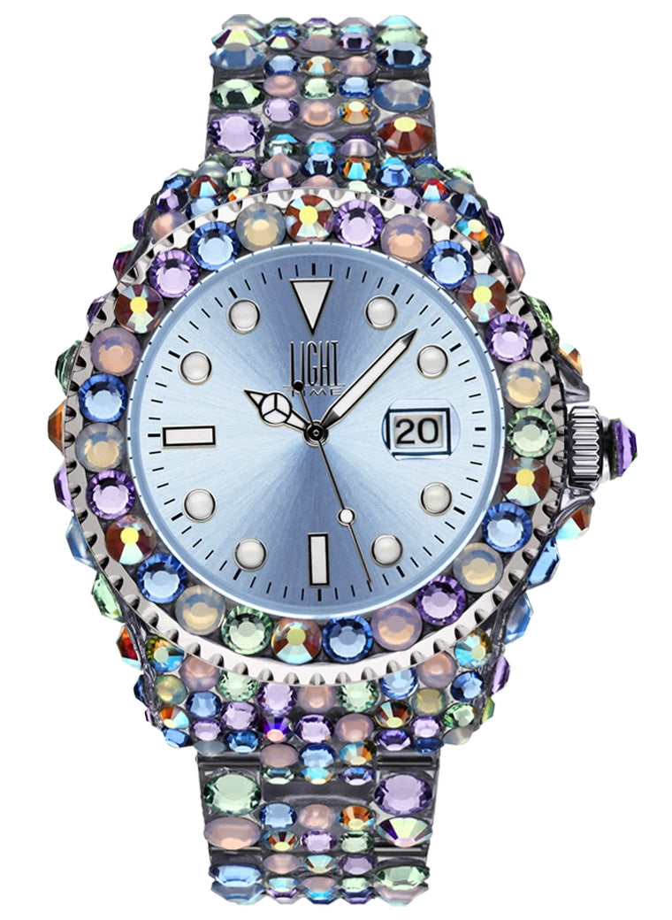 Women's Watch LIGHT TIME Mod. MEDITERRANEO - Full Strass / Light Blue