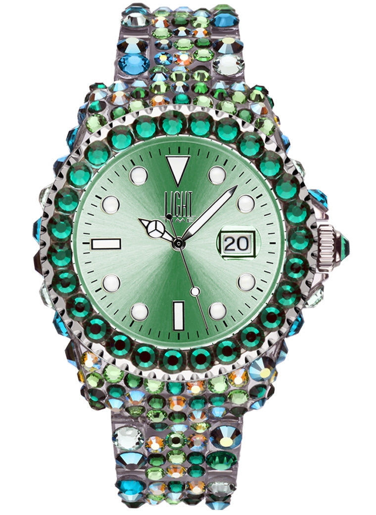 Women's Watch LIGHT TIME Mod. MEDITERRANEO - Full Strass / Green
