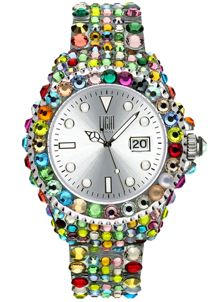 Women's Watch LIGHT TIME Mod. MEDITERRANEO - Full Strass / Silver