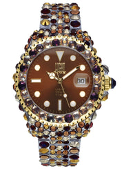 Women's Watch LIGHT TIME Mod. MEDITERRANEO - Full Strass / Brown