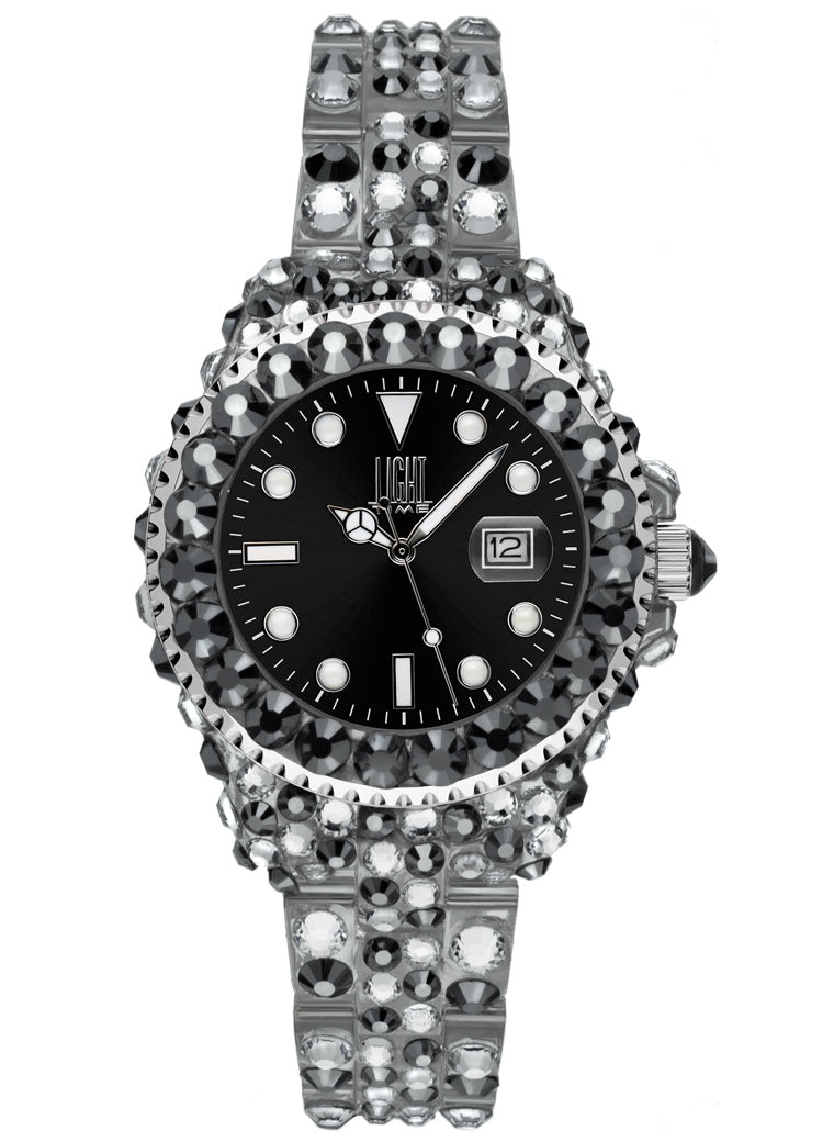 Women's Watch LIGHT TIME Mod. MEDITERRANEO - Full Strass / Black
