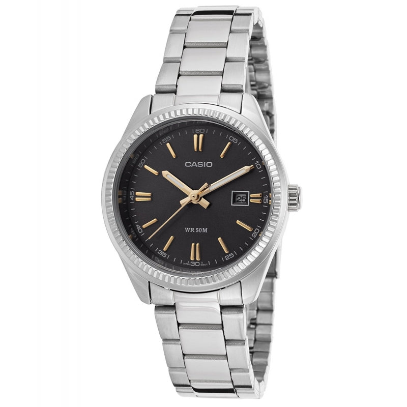 Women's Watch CASIO COLLECTION Mod. LADY DATE - BLACK, GOLD INDEXES