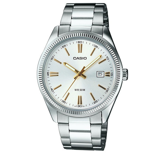 Women's Watch CASIO COLLECTION Mod. LADY DATE - ARGENTEE. GOLD INDEXES
