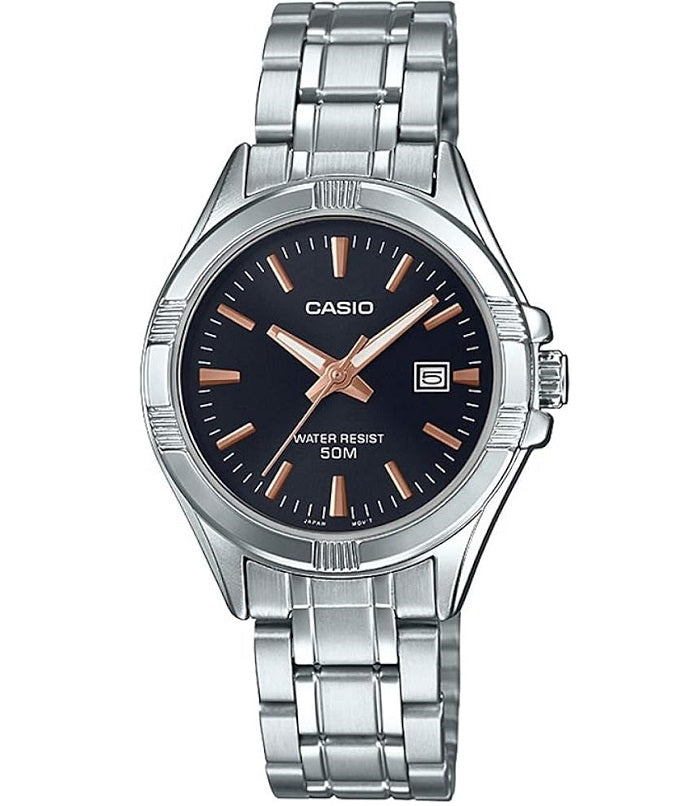 Women's Watch CASIO COLLECTION Mod. LADY DATE - BLACK, BRONZE INDEXES