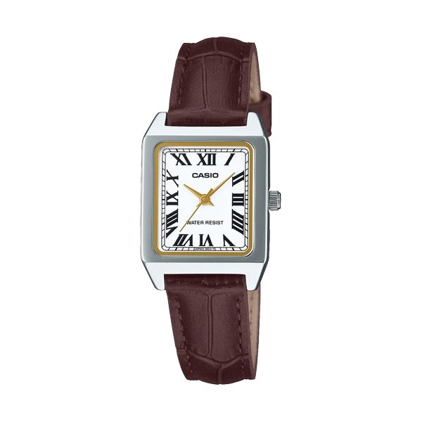 Women's Watch CASIO COLLECTION Mod. TANK, LEATHER - WHITE