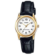 Women's Watch CASIO COLLECTION Mod. LADY 3H GOLD, LEATHER - WHITE