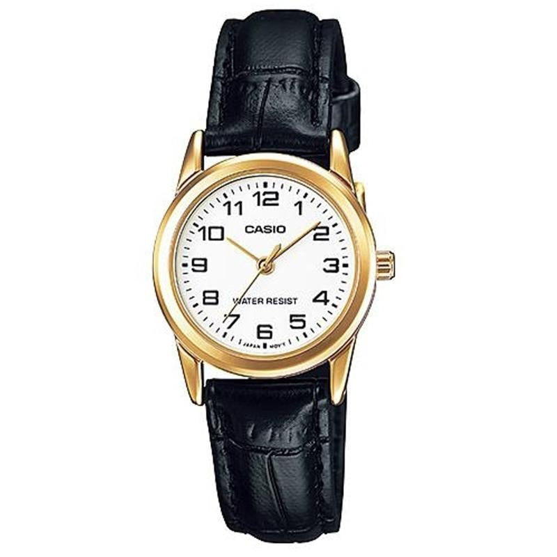 Women's Watch CASIO COLLECTION Mod. LADY 3H GOLD, LEATHER - WHITE