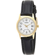 Women's Watch CASIO COLLECTION Mod. LADY DATE GOLD, LEATHER - WHITE