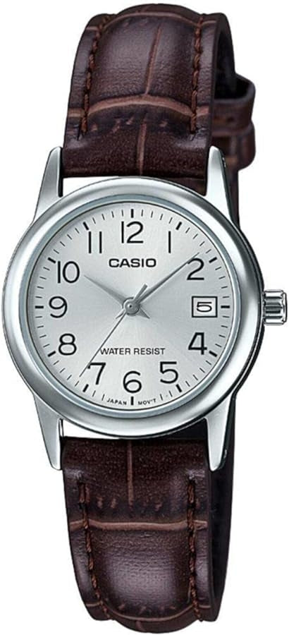 Women's Watch CASIO COLLECTION Mod. LADY DATE SILVER, LEATHER - ARGENTEE