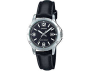 Women's Watch CASIO COLLECTION Mod. LADY DATE, LEATHER - BLACK