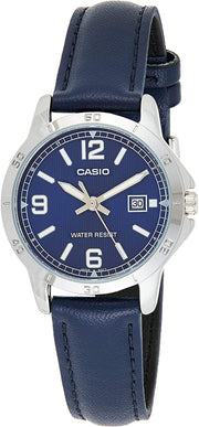 Women's Watch CASIO COLLECTION Mod. LADY DATE, LEATHER - BLUE
