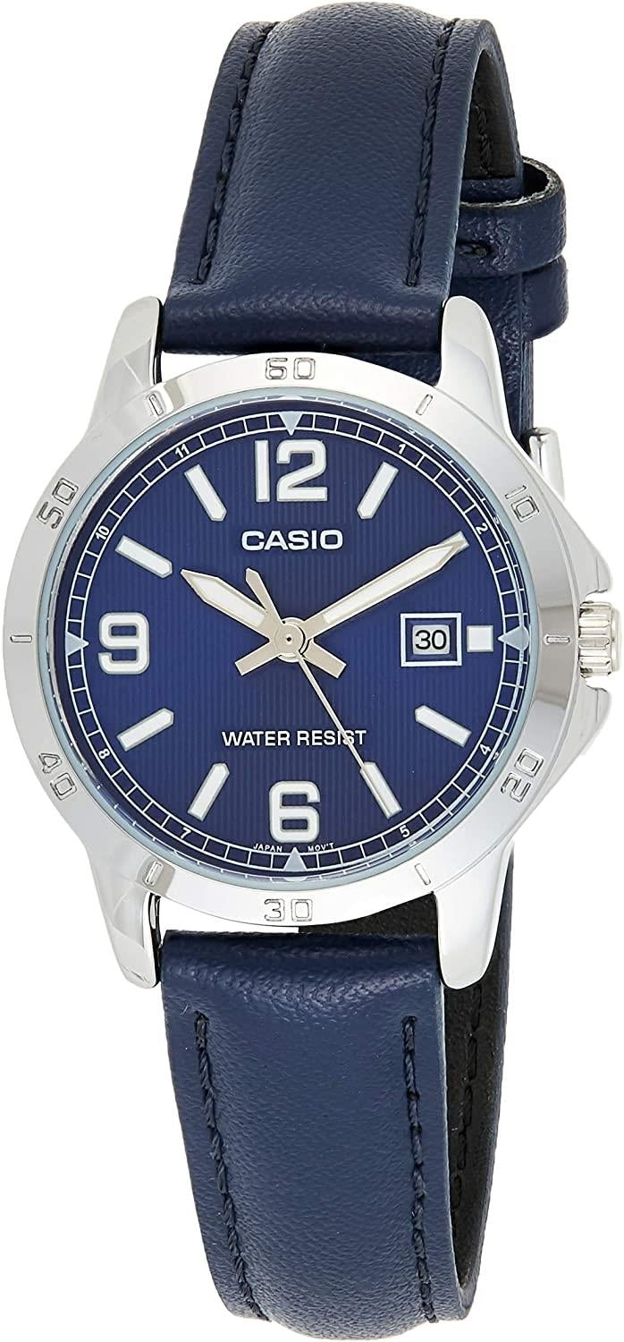 Women's Watch CASIO COLLECTION Mod. LADY DATE, LEATHER - BLUE