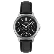 Women's Watch CASIO COLLECTION Mod. LADY MULTIFUNCTION, LEATHER - BLACK