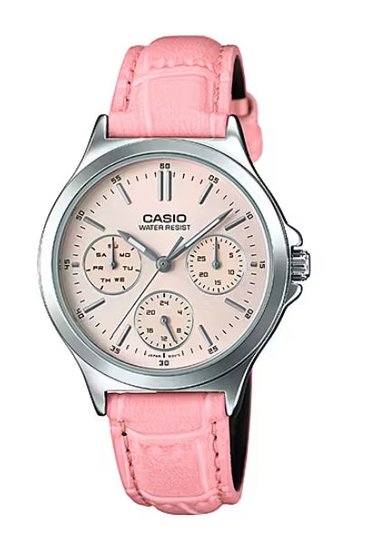 Women's Watch CASIO COLLECTION Mod. LADY MULTIFUNCTION, LEATHER - PINK