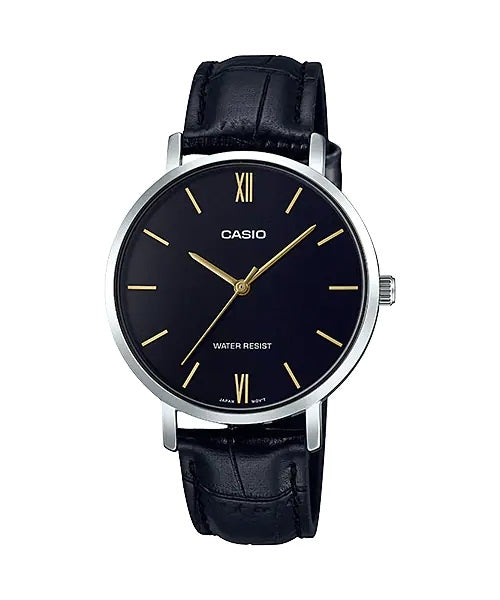 Women's Watch CASIO COLLECTION Mod. MINIMAL, LEATHER - BLACK