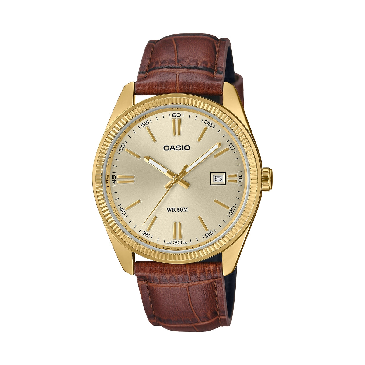 Men's Watch CASIO COLLECTION Mod. DATE GOLD, LEATHER - CHAMPAGNE