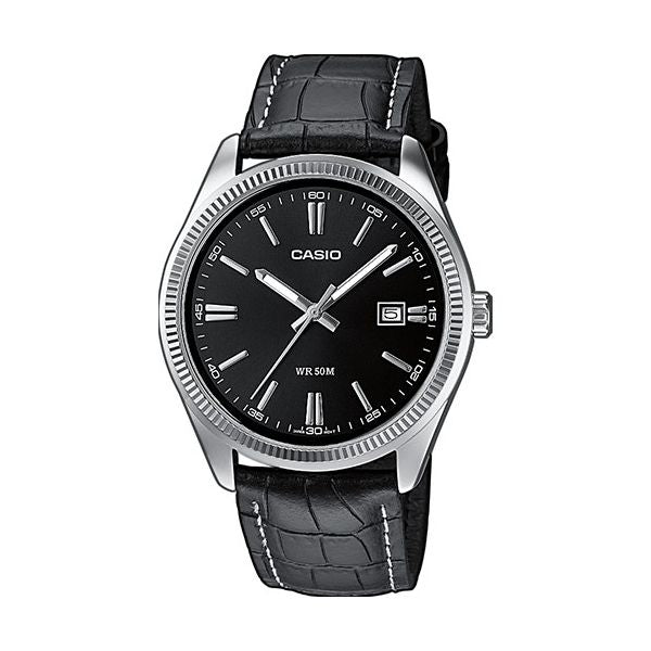 Men's Watch CASIO COLLECTION Mod. DATE, LEATHER - BLACK