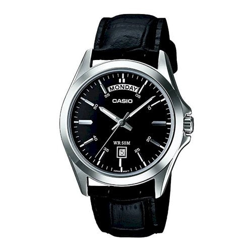 Men's Watch CASIO COLLECTION Mod. DAY DATE LEATHER - BLACK