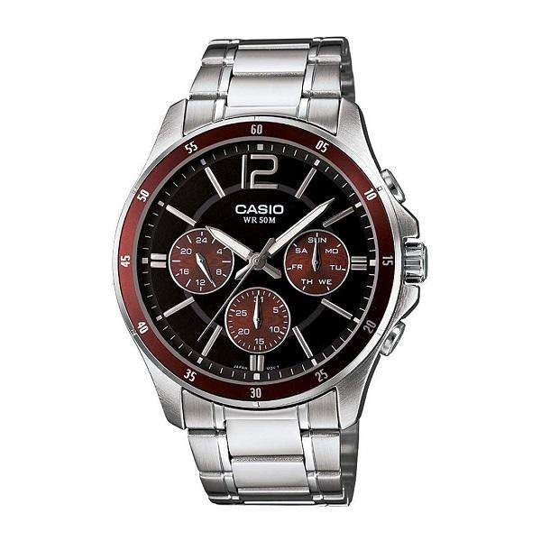 Men's Watch CASIO COLLECTION Mod. MULTIFUNCTION CALENDAR - BLACK & BORDEAUX