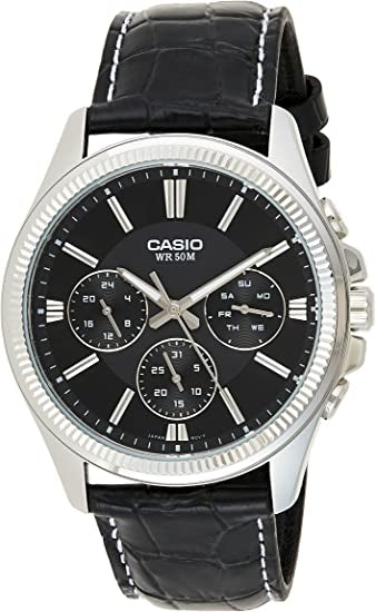 Men's Watch CASIO Mod. DAY DATE MULTIFUNCTION, LEATHER - BLACK