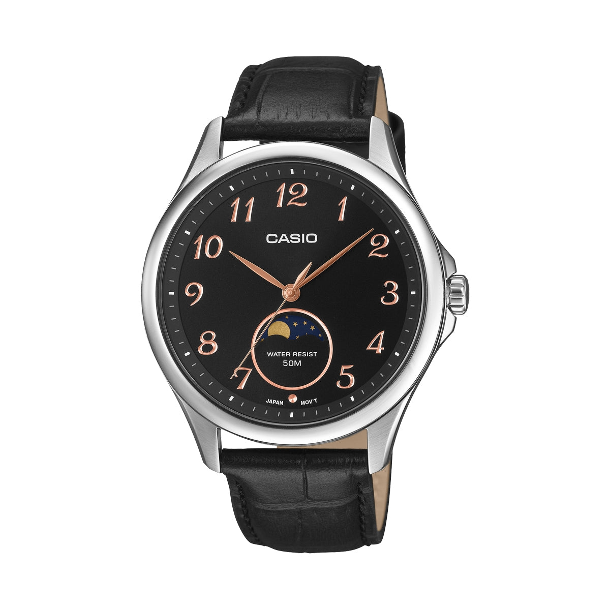 Men's Watch CASIO COLLECTION Mod. MOONPHASES - SILVER LEATHER