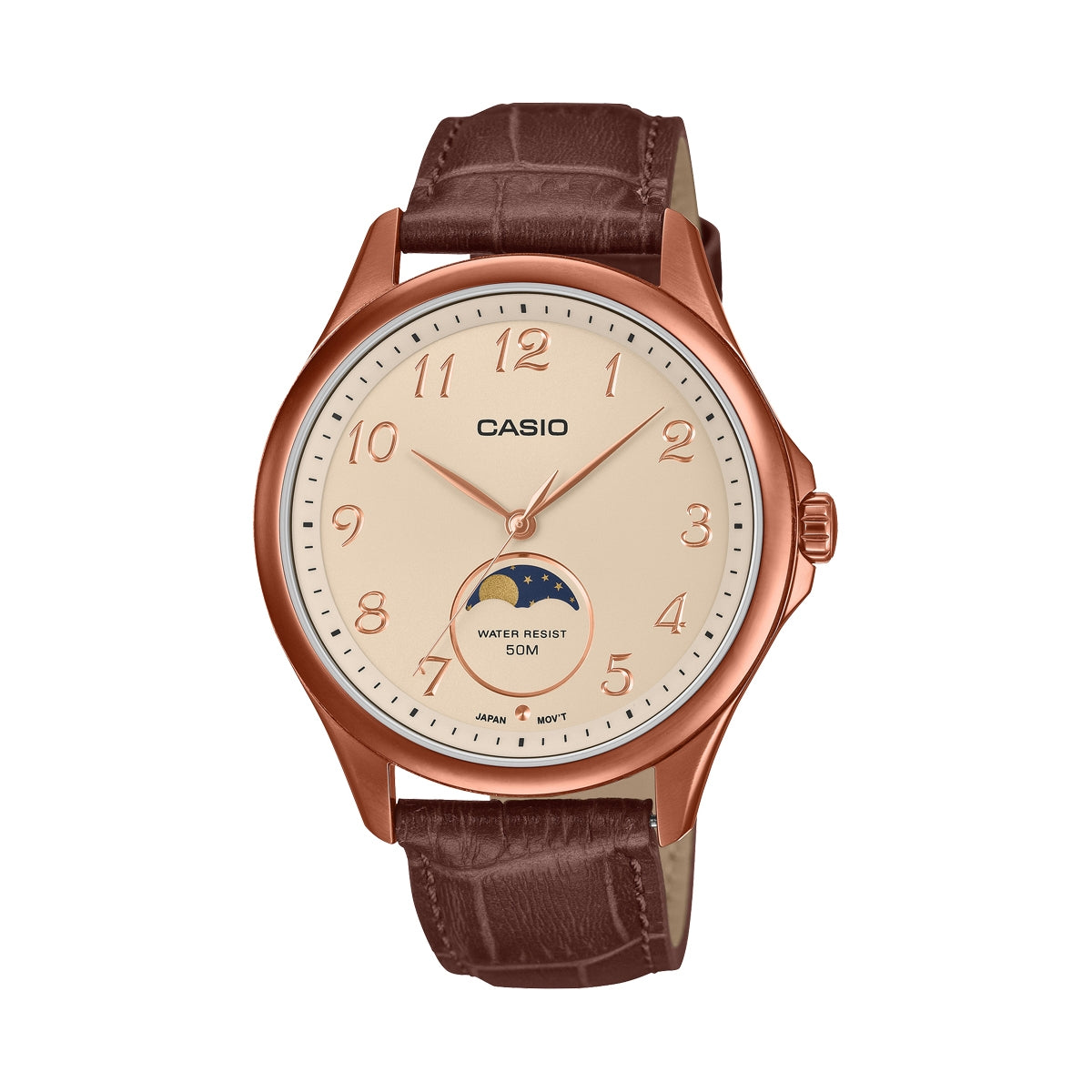 Men's Watch CASIO COLLECTION Mod. MOONPHASES - LEATHER, BRONZE