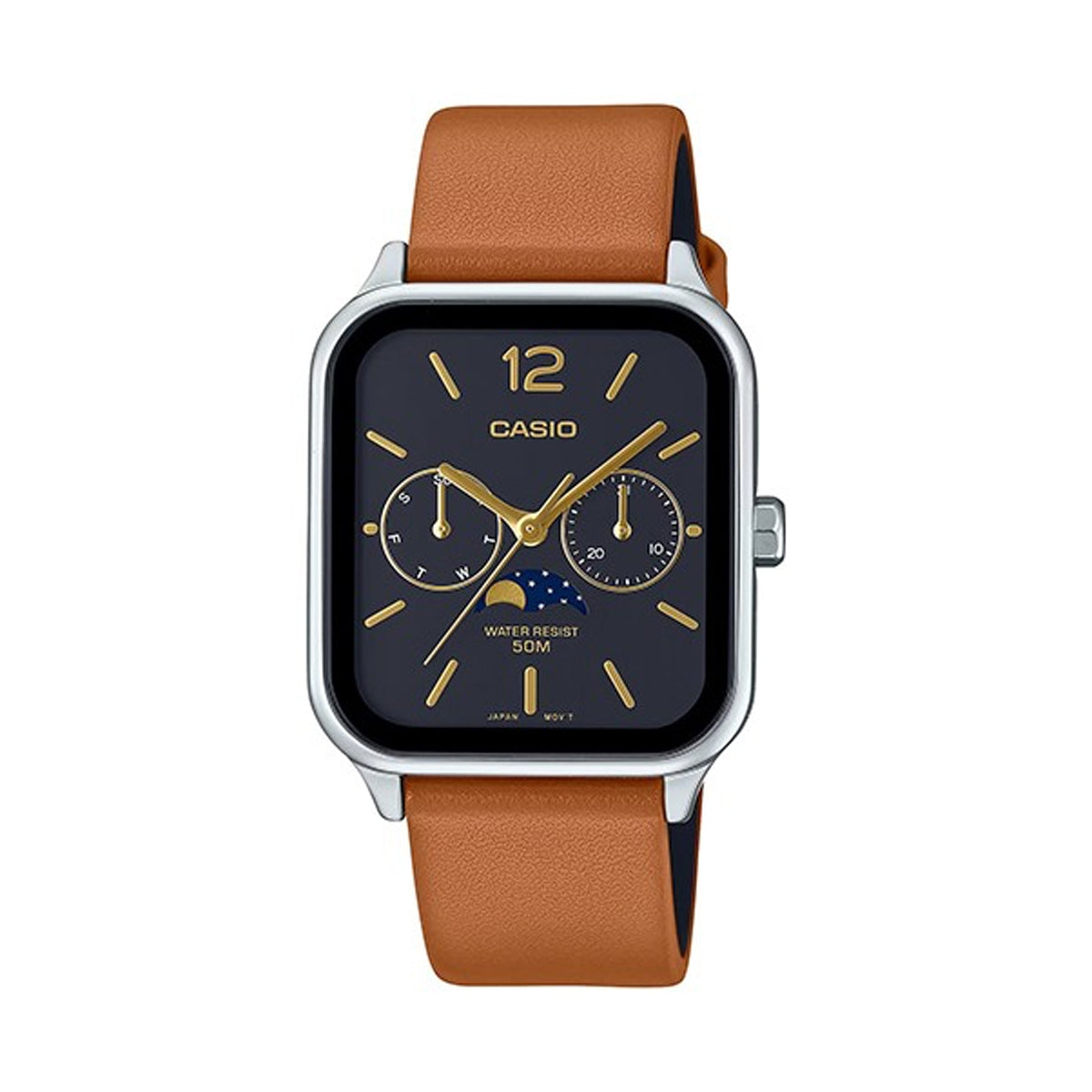 Unisex Watch CASIO COLLECTION Mod. MOONPHASES LEATHER - BLACK
