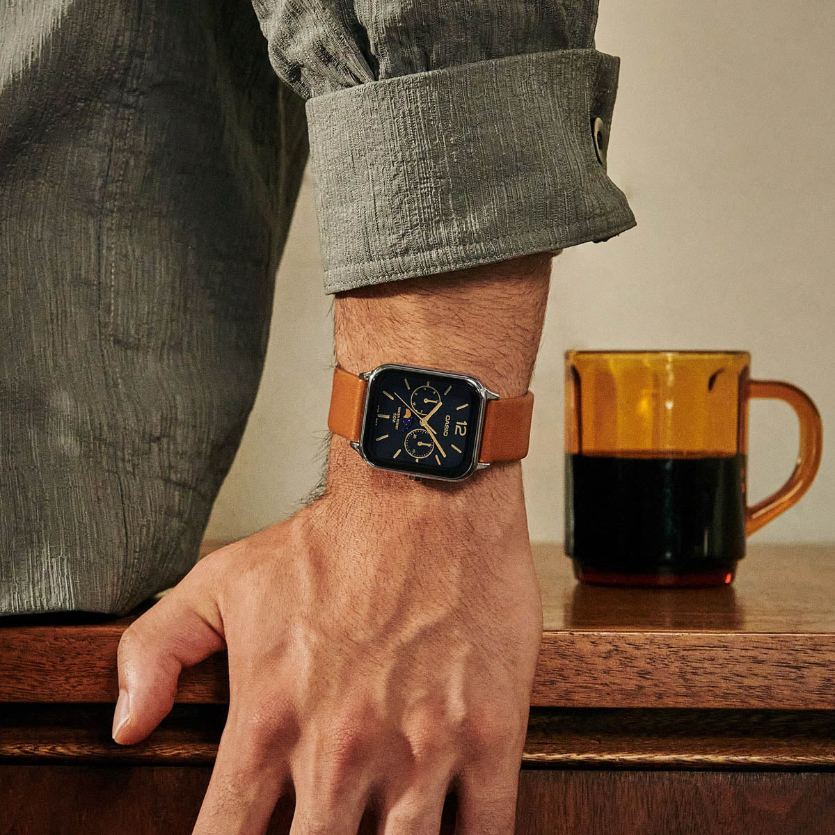Unisex Watch CASIO COLLECTION Mod. MOONPHASES LEATHER - BLACK