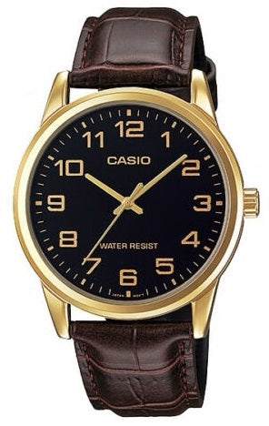 Men's Watch CASIO COLLECTION Mod. ONLY TIME GOLD, LEATHER - BLACK