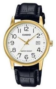 Men's Watch CASIO COLLECTION Mod. DATE GOLD, LEATHER - WHITE