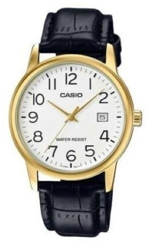 Men's Watch CASIO COLLECTION Mod. DATE GOLD, LEATHER - WHITE