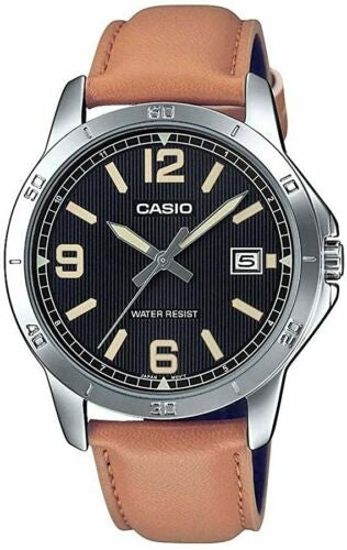 Men's Watch CASIO COLLECTION Mod. CASUAL DATE,  LEATHER - BLACK