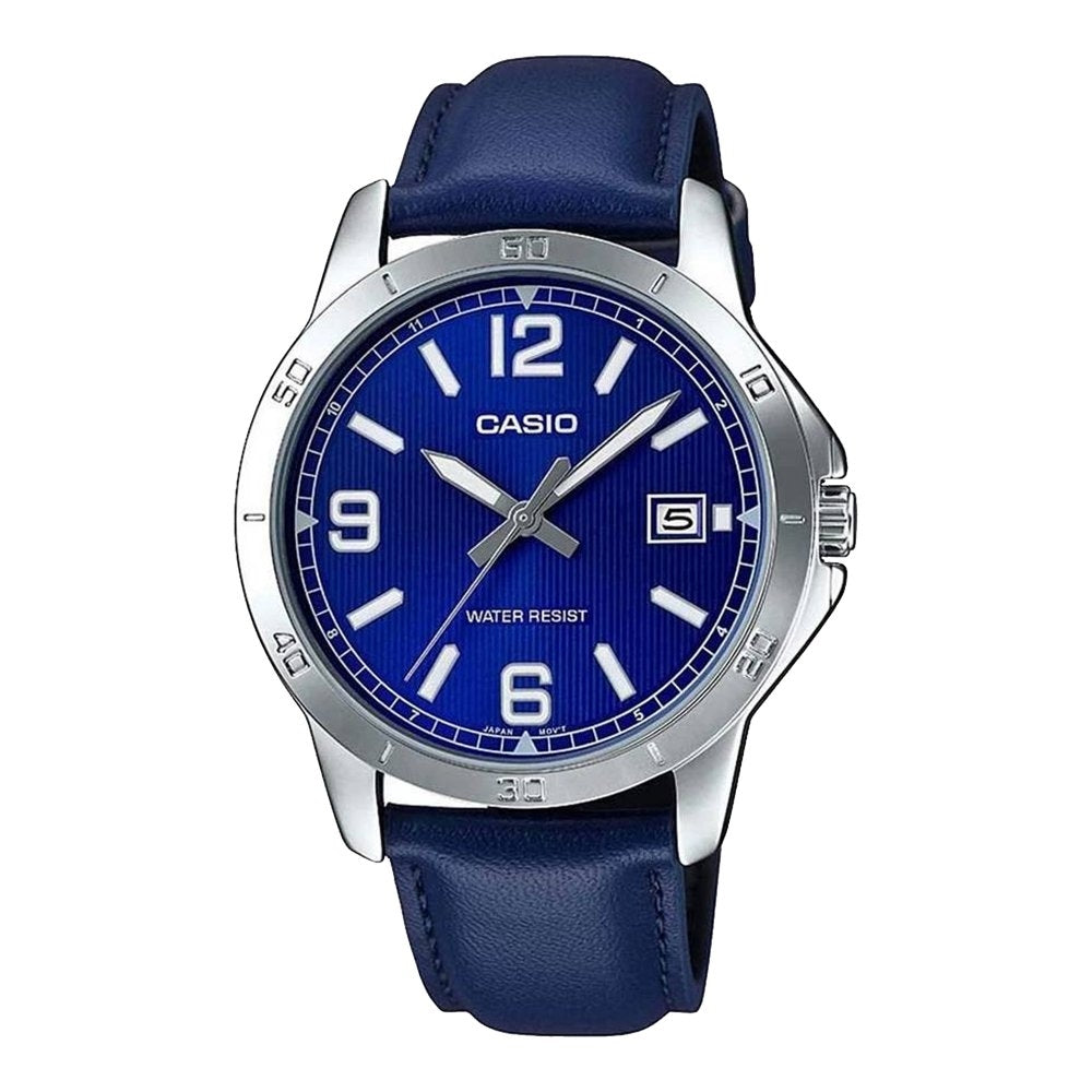 Men's Watch CASIO COLLECTION Mod. CASUAL DATE, LEATHER - BLUE