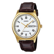 Men's Watch CASIO COLLECTION Mod. DAY DATE ROMAN INDEXES, LEATHER - GOLD