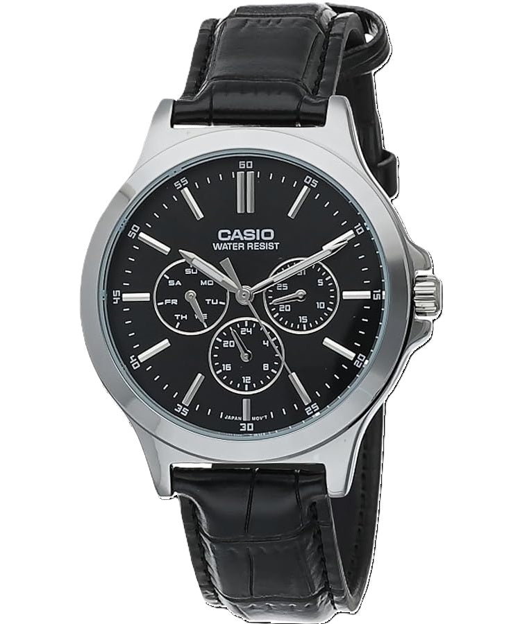 Men's Watch CASIO COLLECTION Mod. MULTIFUNCTION, LEATHER - BLACK