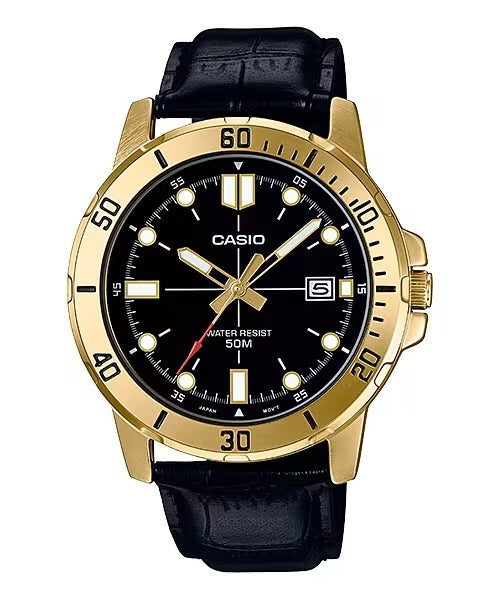Men's Watch CASIO SPORT COLLECTION Mod. DIVER 50M LEATHER - BLACK