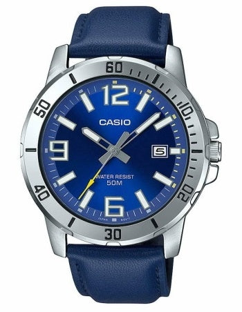 Men's Watch CASIO SPORT COLLECTION Mod. DIVER 50M LEATHER - BLUE