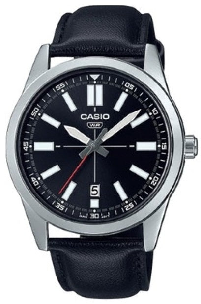 Men's Watch CASIO COLLECTION Mod. CASUAL DATE, LEATHER - BLACK