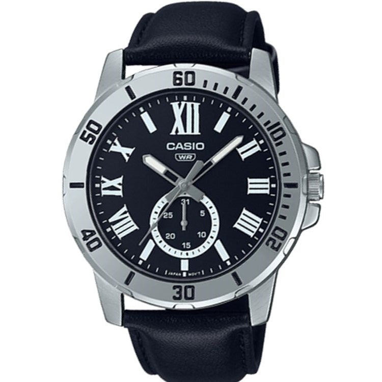 Men's Watch CASIO COLLECTION Mod. DIVER DATE LEATHER - BLACK