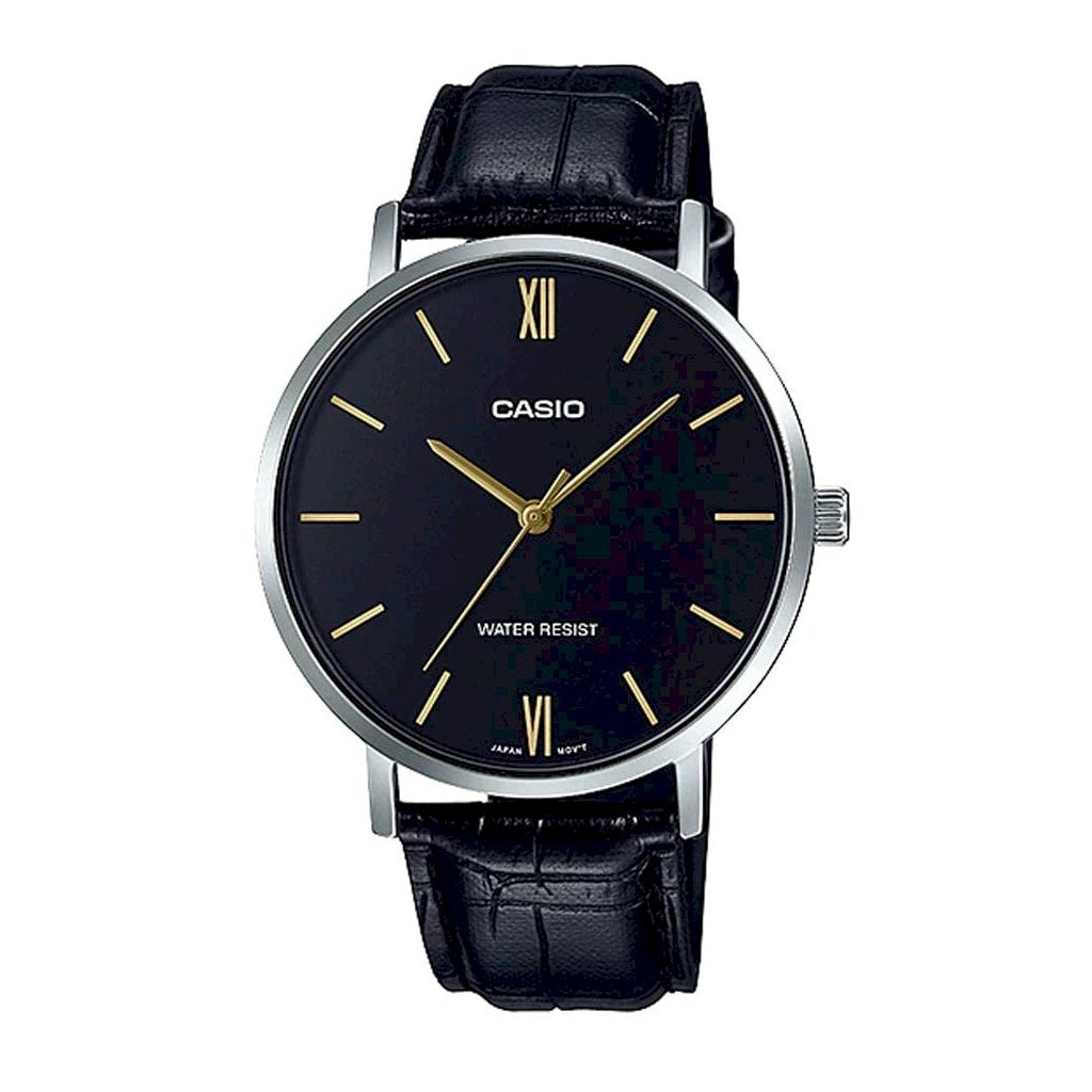 Men's Watch CASIO COLLECTION Mod. MINIMAL, LEATHER - BLACK