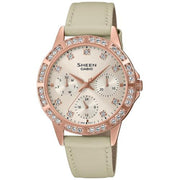 Women's Watch CASIO SHEEN Mod. LADY CRYSTAL PINK, GOLD, LEATHER ***SPECIAL PRICE***