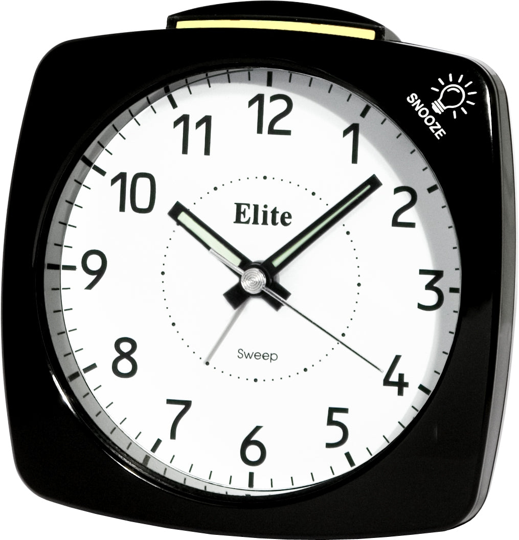 Clock ELITE Sveglia silent con luce e snooze - NERO - Silent alarm clock with light and snooze - BLACK