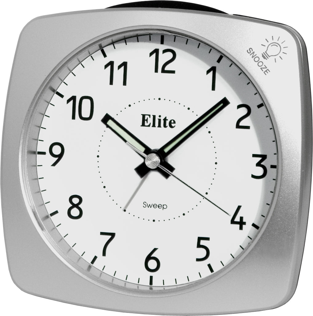 Clock ELITE Sveglia silent con luce e snooze - ARGENTO - Silent alarm clock with light and snooze - SILVER
