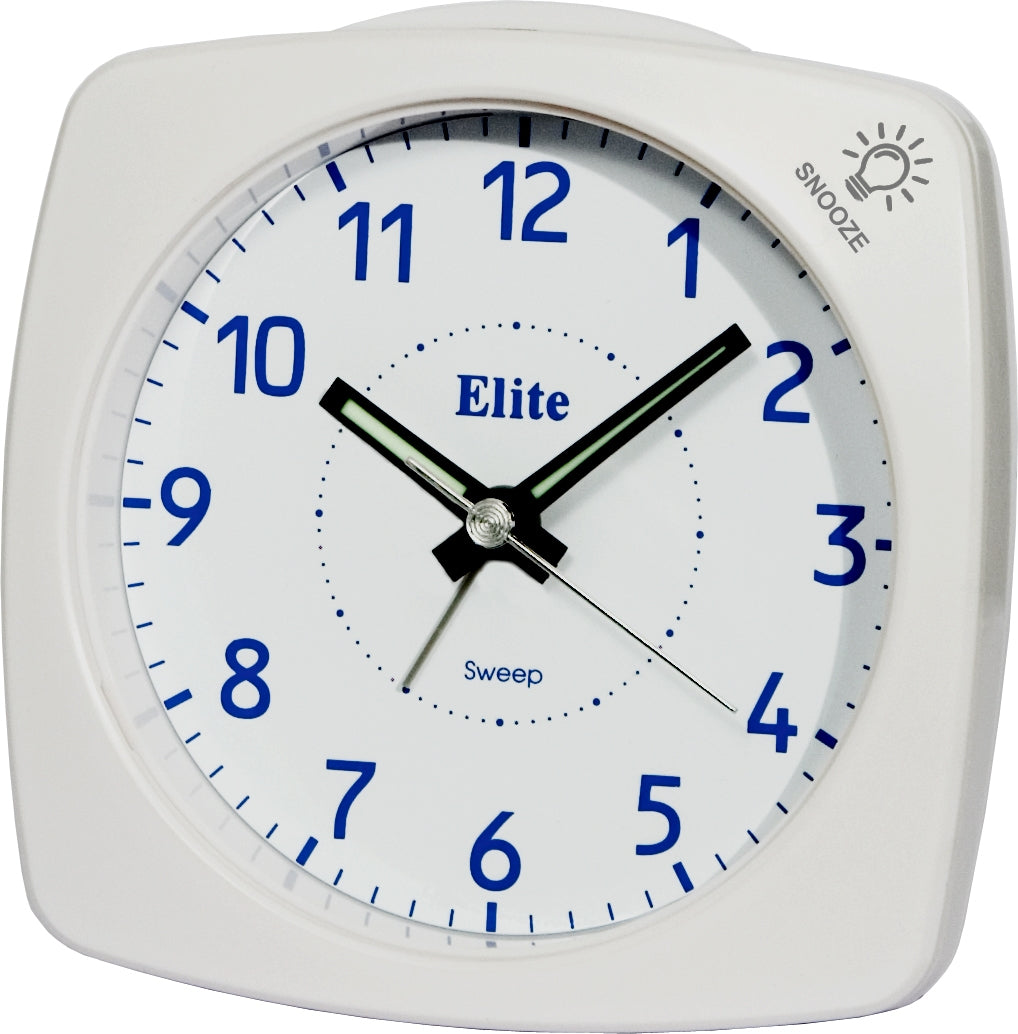 Clock ELITE Sveglia silent con luce e snooze - BIANCO - Silent alarm clock with light and snooze - WHITE