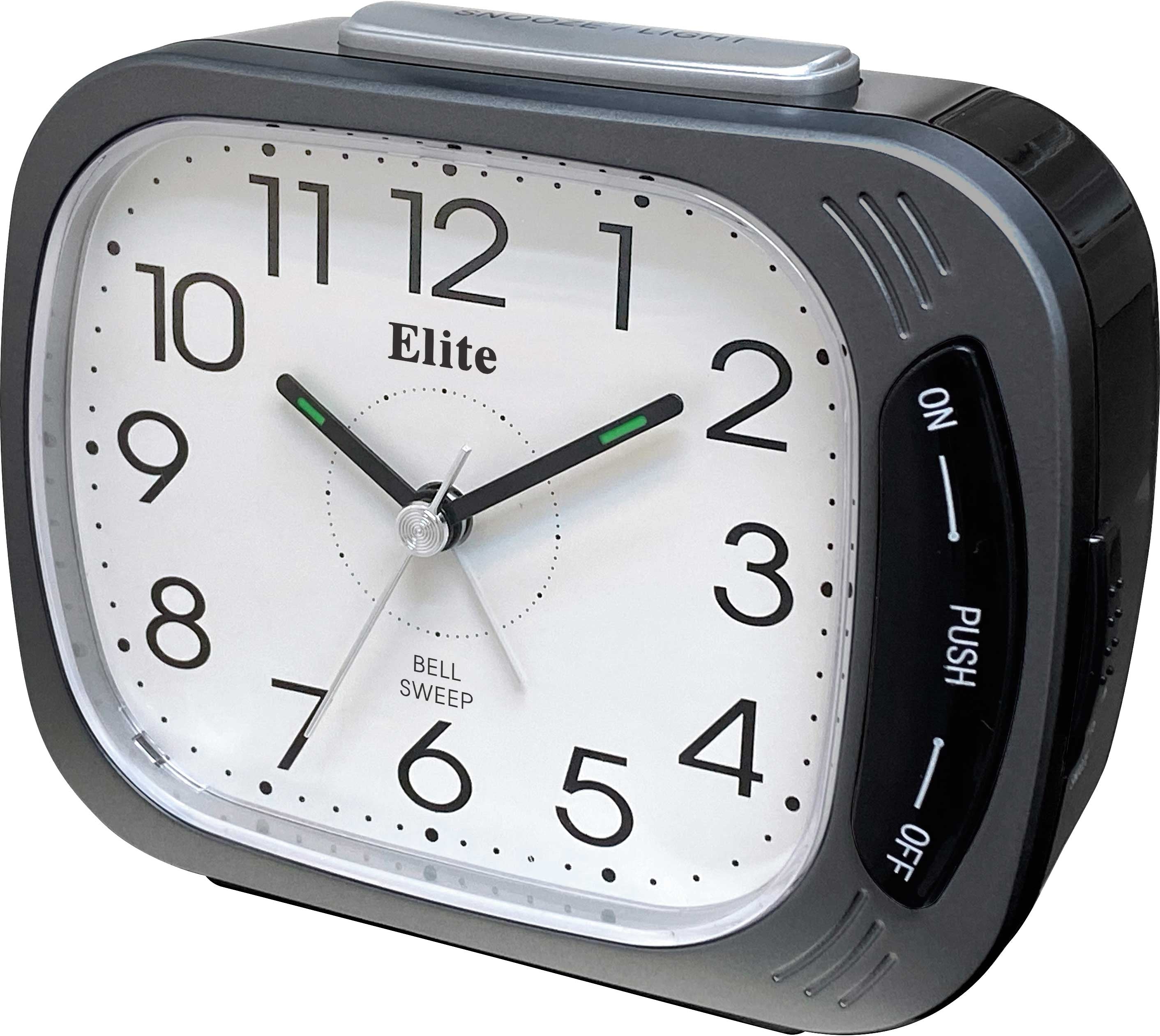 Clock ELITE Sveglia silent. suoneria su campanello. luce. snooze - ANTRACITE - Silent alarm clock. bell ring. light. snooze - GREY