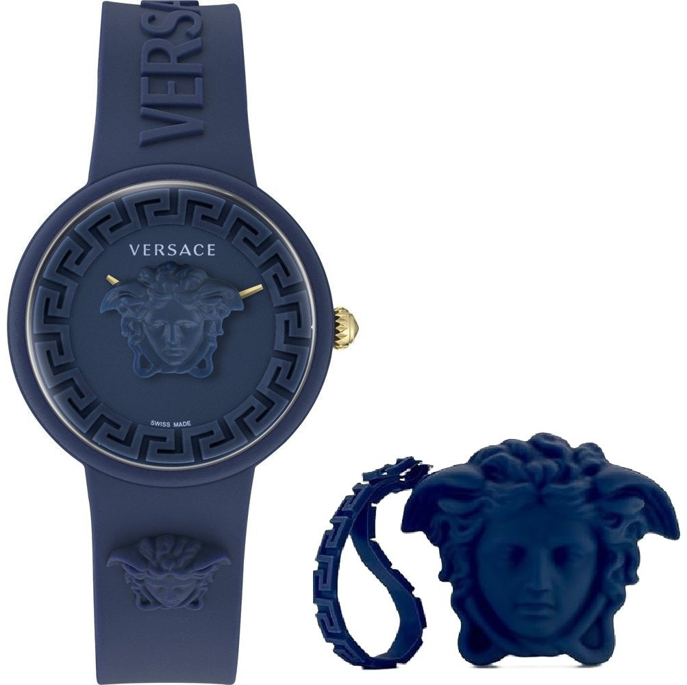 Luxury Watch VERSACE Mod. MEDUSA POP + VERSACE BLUE SILICON PURSE