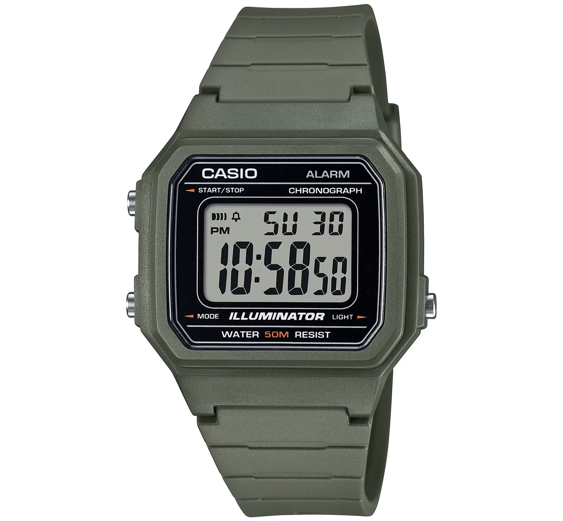 Men's Watch CASIO TIMELESS COLLECTION Mod. SPORT ILLUMINATOR WR 50M, ALARM, CHRONOGRAPH - ARMY GREEN