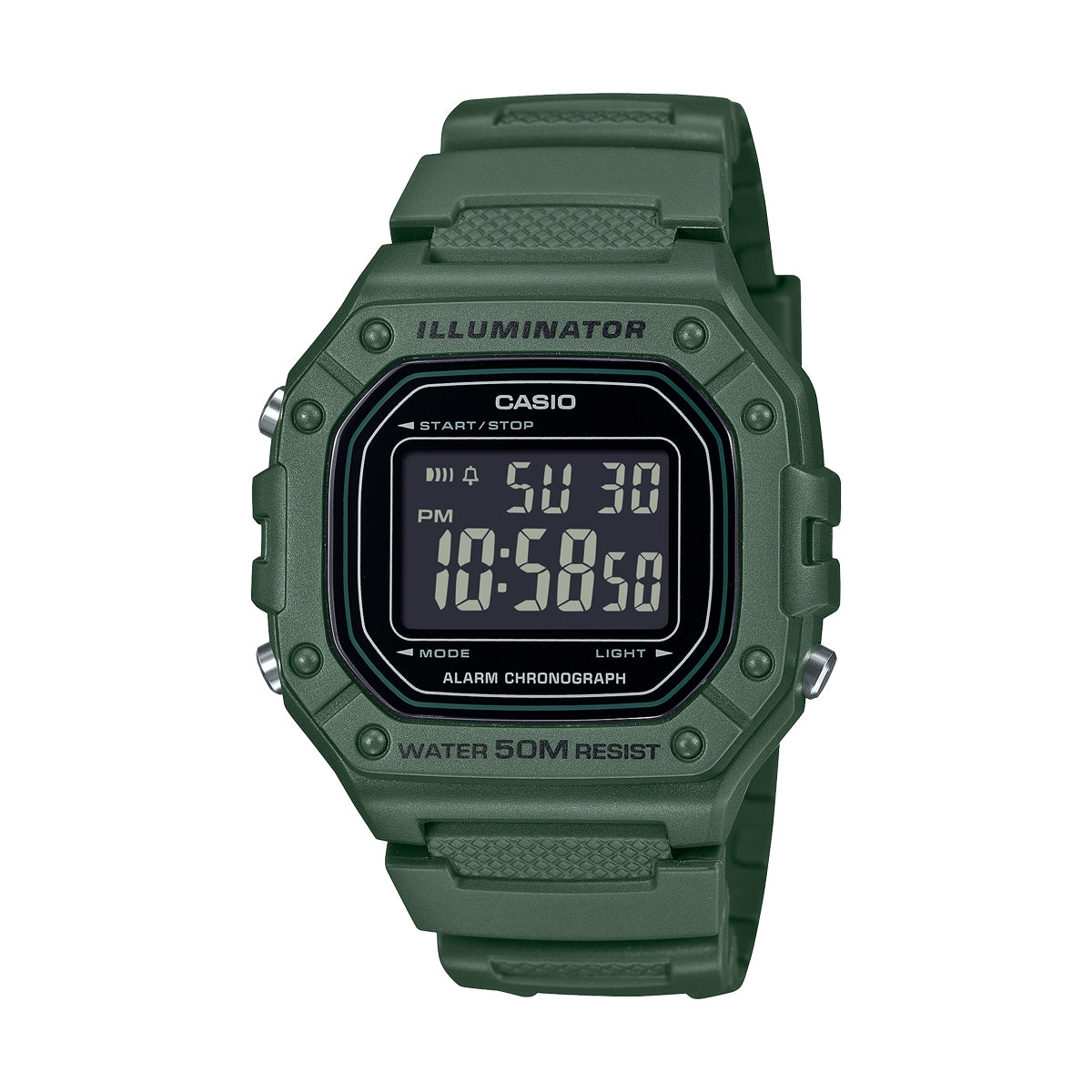 Men's Watch CASIO TIMELESS COLLECTION Mod. SPORT ILLUMINATOR WR 50M, ALARM, CHRONOGRAPH - ARMY GREEN