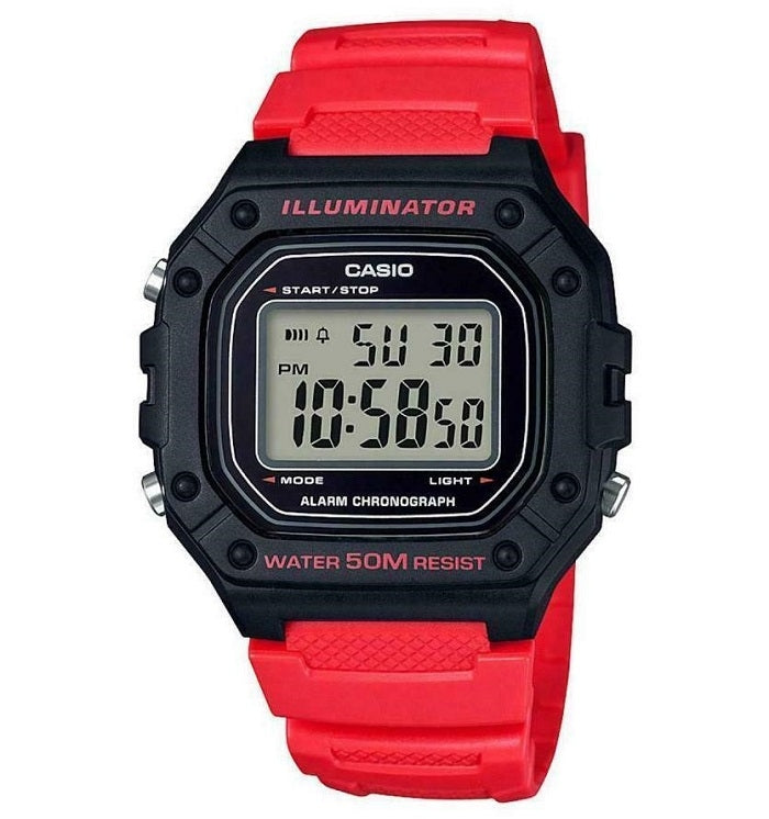 Men's Watch CASIO TIMELESS COLLECTION Mod. SPORT ILLUMINATOR WR 50M, ALARM, CHRONOGRAPH - RED - VIVID (Brilliant color)